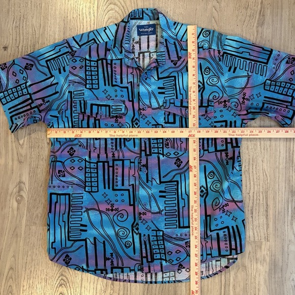 VTG Wrangler Rockabilly Western Button Up Shirt SzL 16-16.5 Regular Fit HTF - Picture 5 of 5